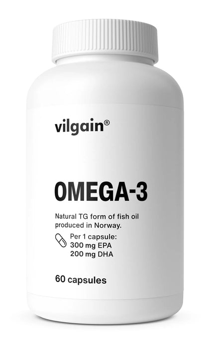 Vilgain Omega 3 60 Caps – Premium Fish Oil for Brain, Heart, and Eye Health