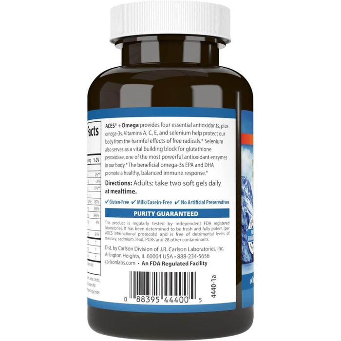 Carlson Labs ACES + Omega (Vitamin A, C, E + Selenium) 60 Softgels Best Value Immune Support at MYSUPPLEMENTSHOP.co.uk