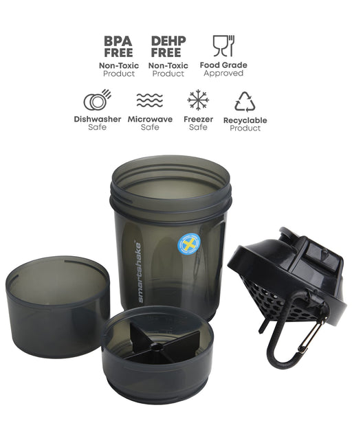 Smartshake O2Go 600ml Black | High-Quality Supplement Shakers | MySupplementShop.co.uk