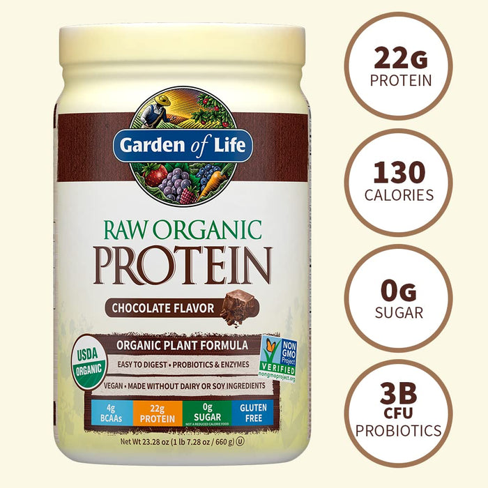 Garden of Life Raw Organic Protein, Chocolate - 660g | High-Quality Protein Blends | MySupplementShop.co.uk