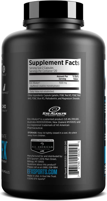 EFX Sports Kre-Alkalyn 240 Caps | High-Quality Creatine Supplements | MySupplementShop.co.uk