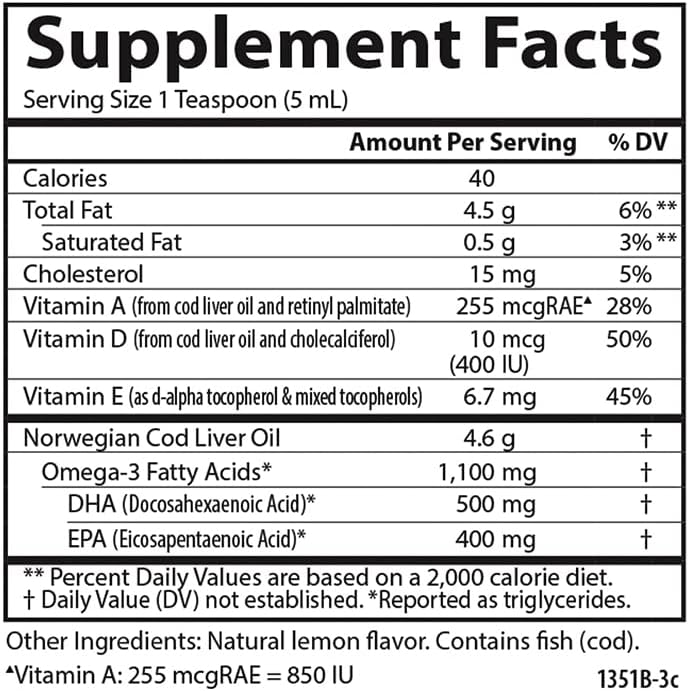 Carlson Labs Wild Norwegian Cod Liver Oil, 1100mg Natural Green Apple - 250ml