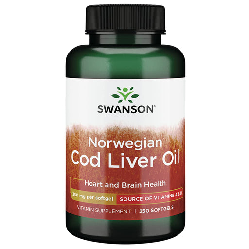 Swanson Norwegian Cod Liver Oil, 350mg - 250 softgels | High-Quality Combination Multivitamins & Minerals | MySupplementShop.co.uk