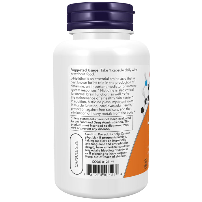 NOW Foods L-Histidine, 600mg - 60 vcaps - Combination Multivitamins & Minerals at MySupplementShop by NOW