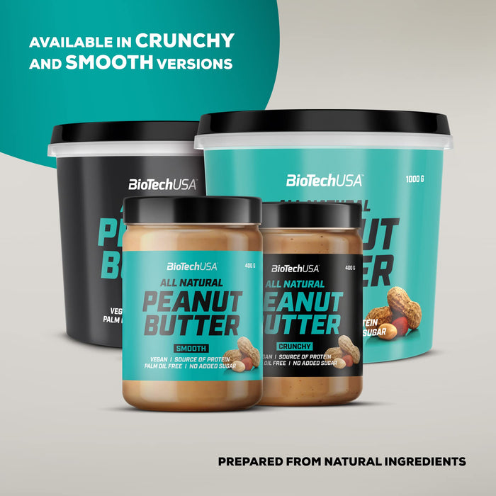 BioTechUSA Peanut Butter, Crunchy - 1000g | High-Quality Peanut Spread | MySupplementShop.co.uk