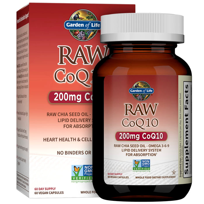 Garden of Life Raw CoQ10, 200mg - 60 vegan caps - Health and Wellbeing at MySupplementShop by Garden of Life