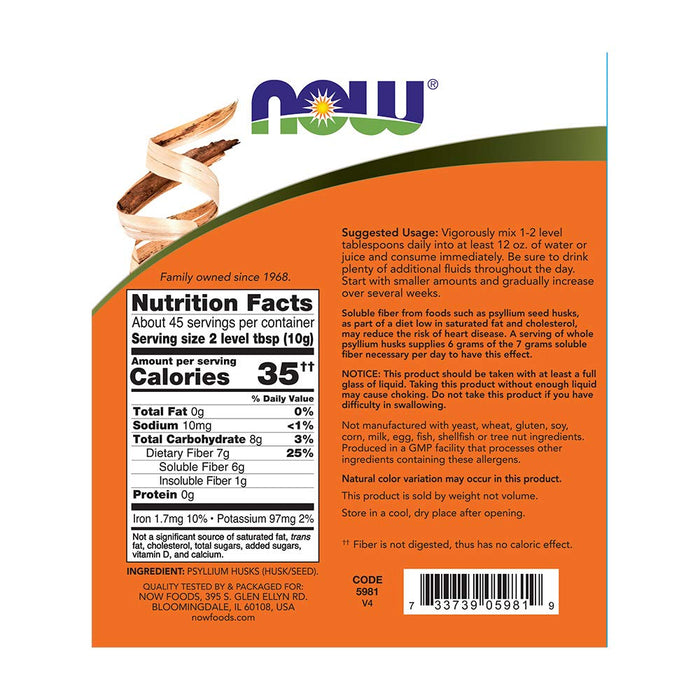 NOW Foods Whole Psyllium Husks 16oz