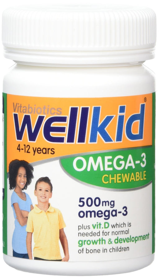 Vitabiotics WellKid Omega 3 Chewable Natural Jaffa Orange Flavour 4-12 Years Chewable Capsules