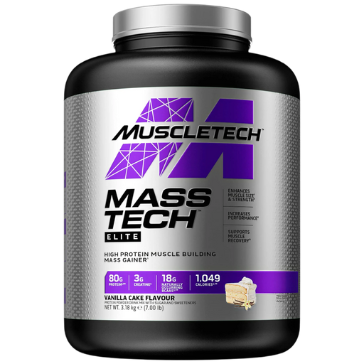 MuscleTech Mass-Tech Elite Vanilla Cake Flavour Mass Gainer 3180g - Weight Gainers & Carbs at MySupplementShop by Muscletech