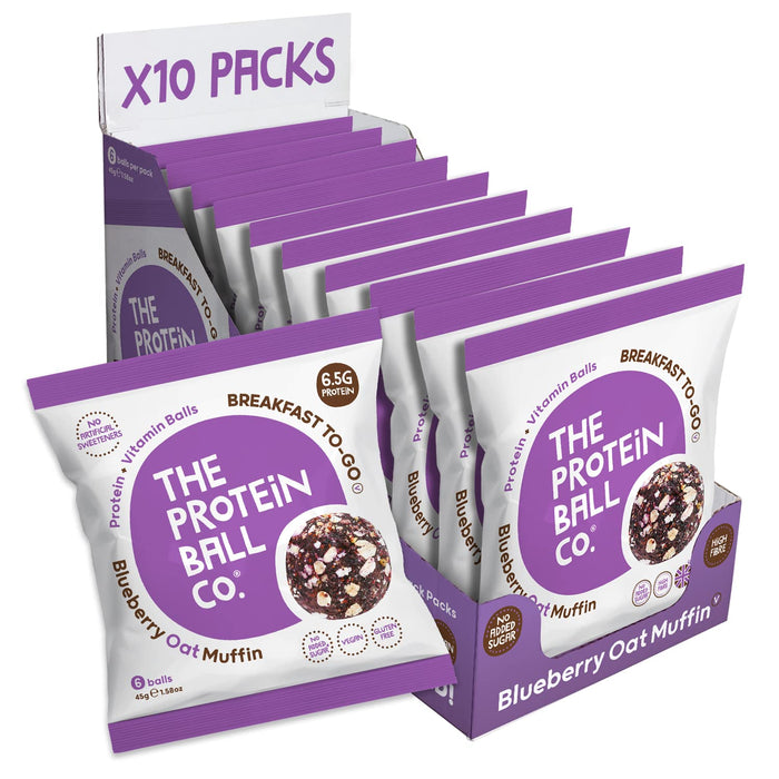 The Protein Ball Co Blueberry Oat Muffin Protein + Vitamin Balls (Breakfast To-Go) 10x45g - Sports Nutrition at MySupplementShop by The Protein Ball Co