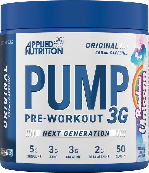 Applied Nutrition PUMP 3G Pre-Workout 375g - With Caffeine for Enhanced Focus & Performance - Rainbow Unicorn - Pre Workout at MySupplementShop by Applied Nutrition