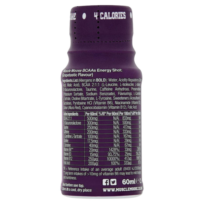 Muscle Moose Moose Juice Energy Shot 12x60ml Grapetastic