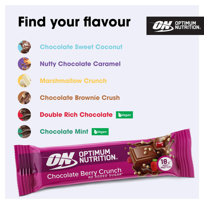 Optimum Nutrition Crunch Bar 12x55g Choc Red Berry - Food Cupboard at MySupplementShop by Optimum Nutrition