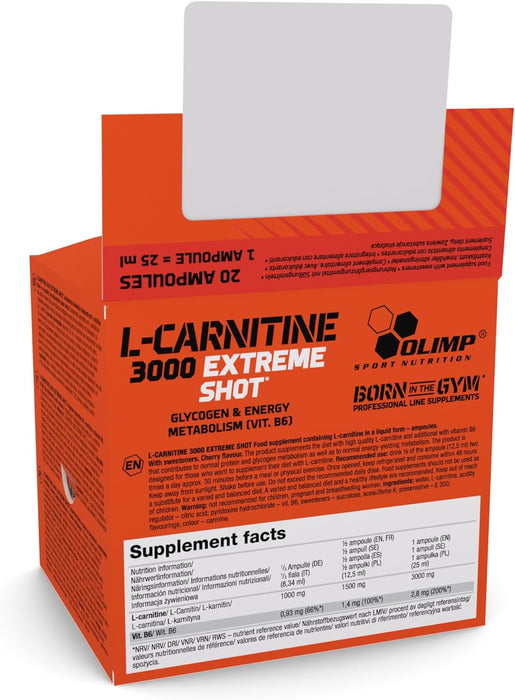 Olimp Nutrition L-Carnitine 3000 Extreme Shot, Cherry - 20 x 25ml