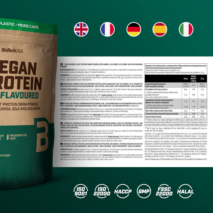 BioTechUSA Vegan Protein, Unflavoured - 500g | High-Quality Protein Blends | MySupplementShop.co.uk