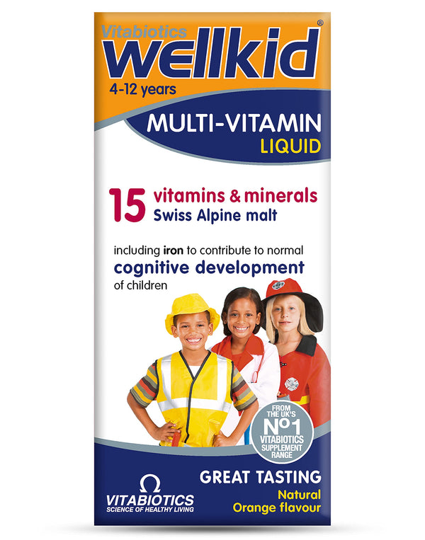 Vitabiotics WellKid Multi-Vitamin Liquid Natural Orange Flavour 4-12 Years