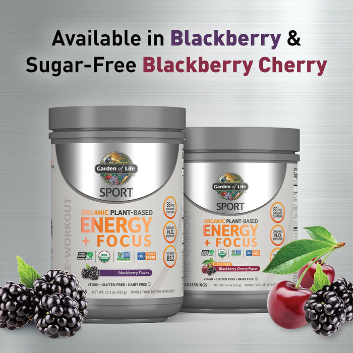 Garden of Life Organic Plant-Based Energy + Focus, Blackberry - 432g | High-Quality Nitric Oxide Boosters | MySupplementShop.co.uk