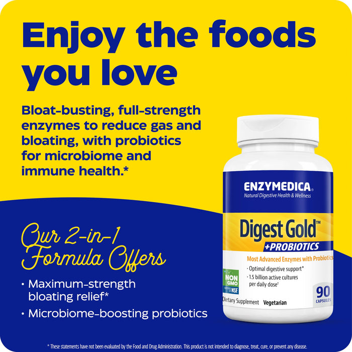 Enzymedica Digest Gold + Probiotics 90 Capsules Best Value Nutritional Supplement at MYSUPPLEMENTSHOP.co.uk