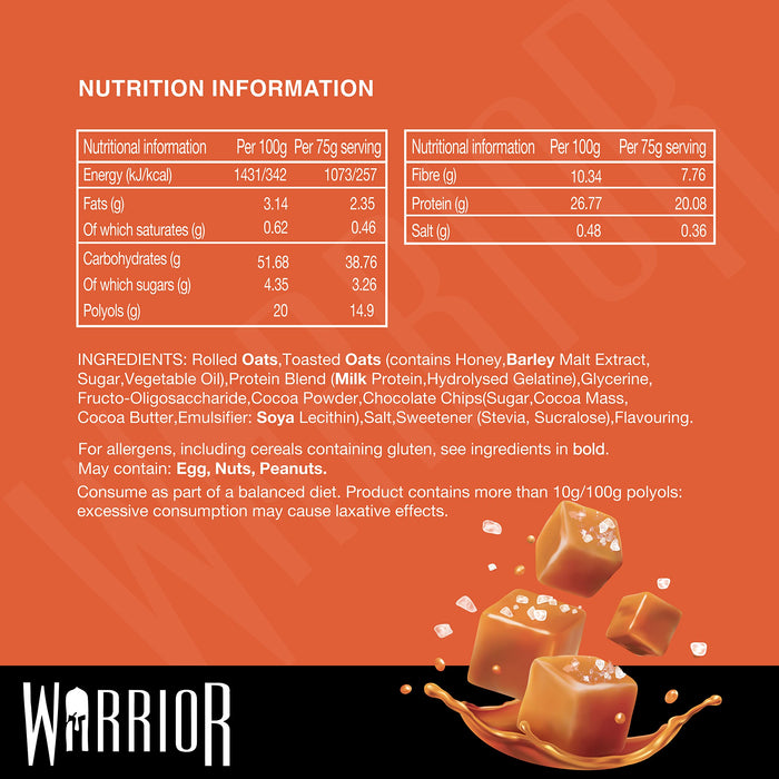 Warrior Raw Protein Flapjack 12x75g Salted Caramel at MySupplementShop.co.uk