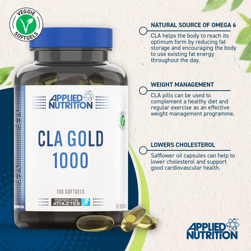 Applied Nutrition CLA Gold 1000 - 100 softgels | High-Quality Omegas, EFAs, CLA, Oils | MySupplementShop.co.uk