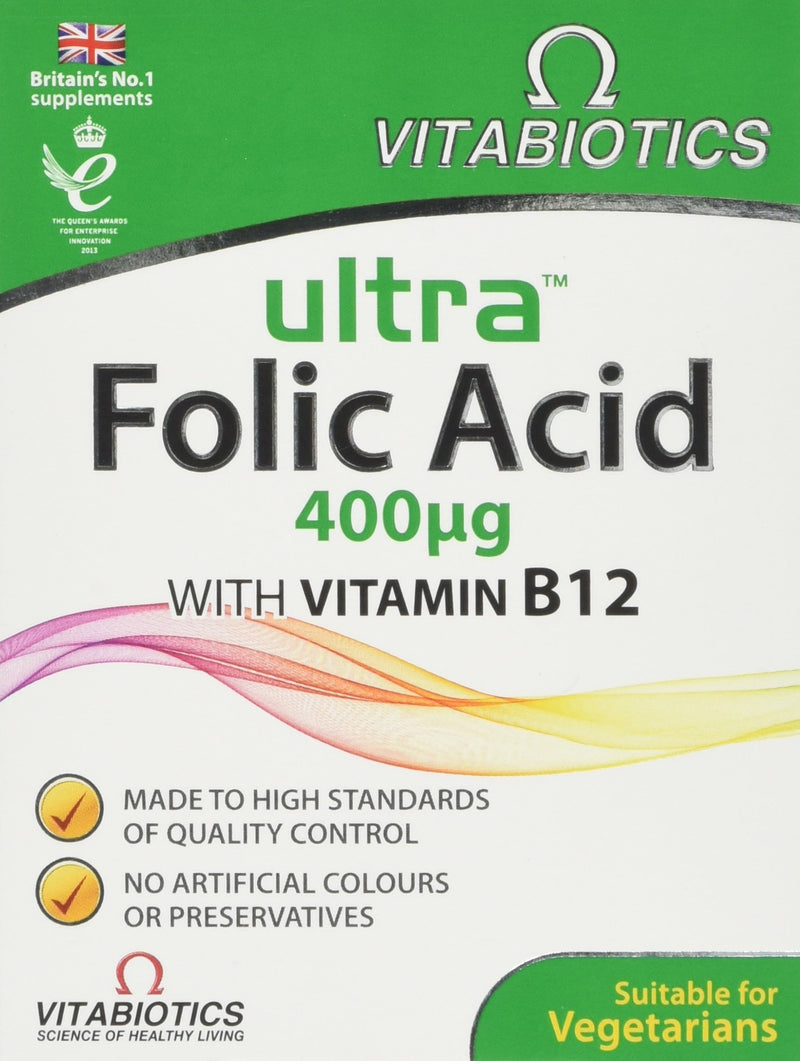 Vitabiotics Ultra Folic Acid 400ug with Vitamin B12 Tablets