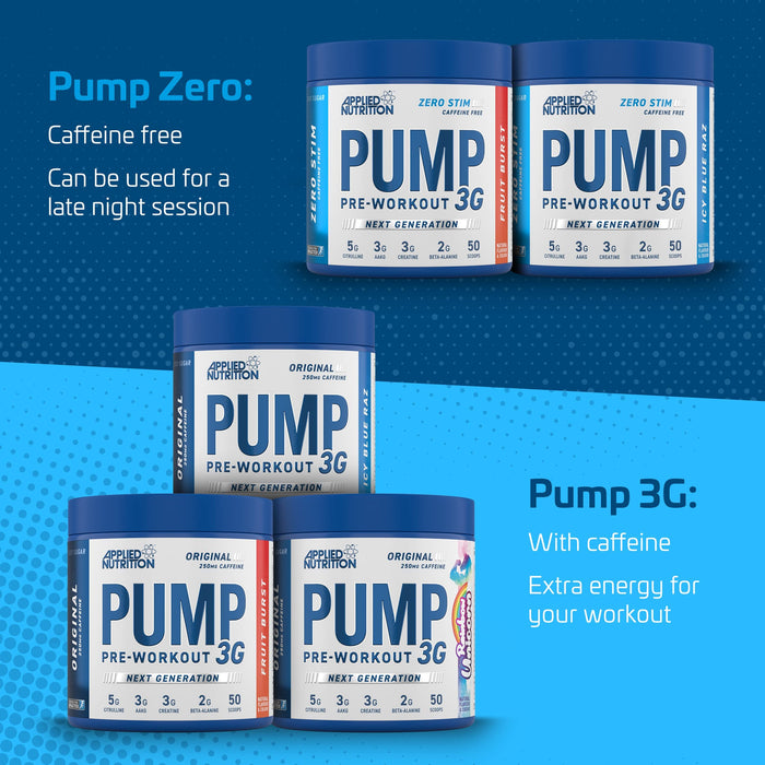 Applied Nutrition Pump 3G Pre-Workout (Zero Stimulant), Fruit Burst (EAN 634158794346) - 375g