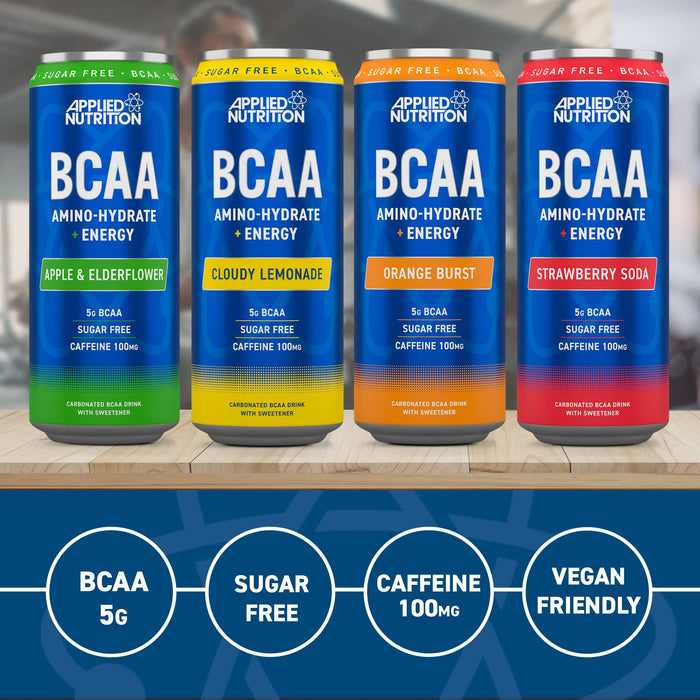 Applied Nutrition BCAA Amino-Hydrate + Energy Cans, Cloudy Lemonade - 12 x 330ml Best Value Drink Flavored at MYSUPPLEMENTSHOP.co.uk