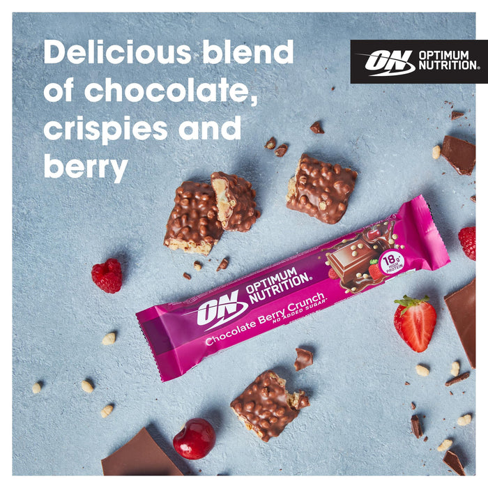 Optimum Nutrition Crunch Bar 12x55g Choc Red Berry cheapest price with MYSUPPLEMENTSHOP.co.uk