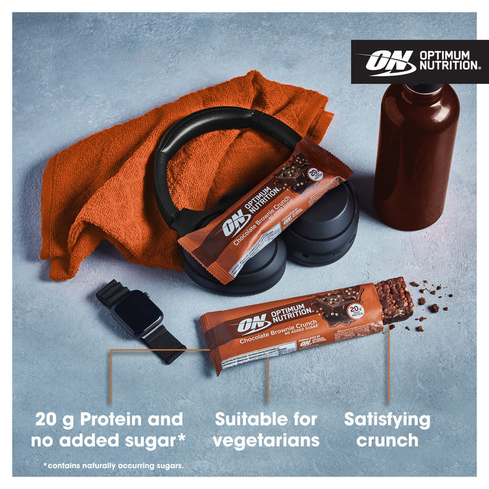 Optimum Nutrition Crunch Bar 10x65g Choc Brownie - Diet &amp; Nutrition at MySupplementShop by Optimum Nutrition