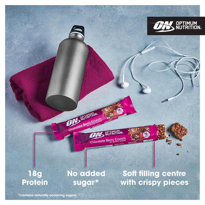 Optimum Nutrition Crunch Bar 12x55g Choc Red Berry cheapest price with MYSUPPLEMENTSHOP.co.uk