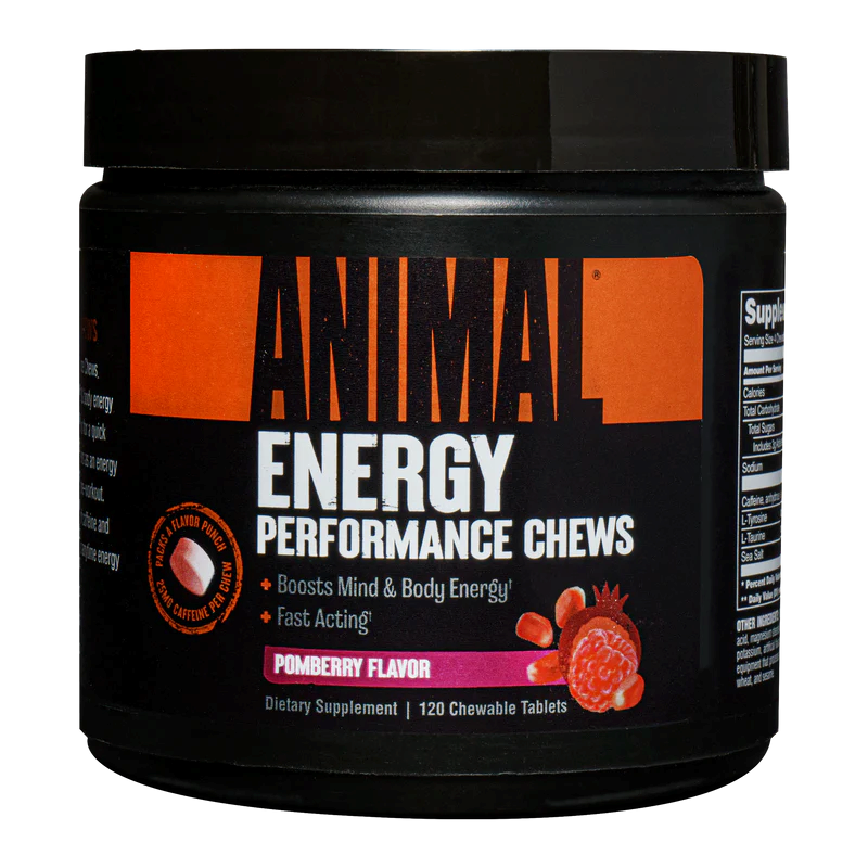 Animal Energy Performance Chews Pomberry Flavor 120Tabs for Enhanced Stamina - Pre Workout at MySupplementShop by Animal