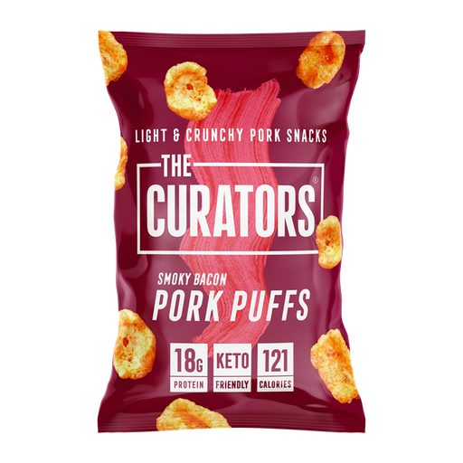 The Curators Pork Puffs 20x25g Smoky Bacon | Premium Health Foods at MySupplementShop.co.uk