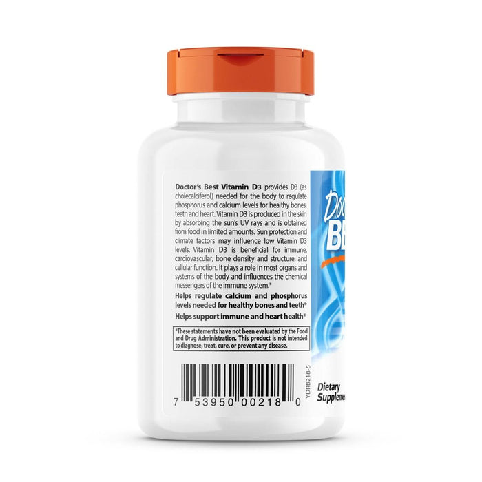 Doctor's Best Vitamin D3 125 mcg (5,000 IU) 180 Softgels - Vitamins & Minerals at MySupplementShop by Doctor's Best