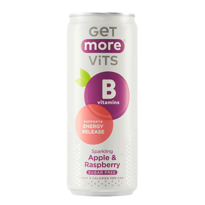Get More Vits B Vits Can 12x330ml Sparkling Apple & Raspberry | Premium Vitamins & Minerals at MySupplementShop.co.uk