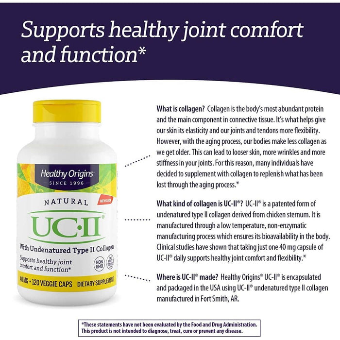 Healthy Origins UC II, Undenatured Type II Collagen 40mg 120 Veggie Capsules - Skin Care at MySupplementShop by Healthy Origins