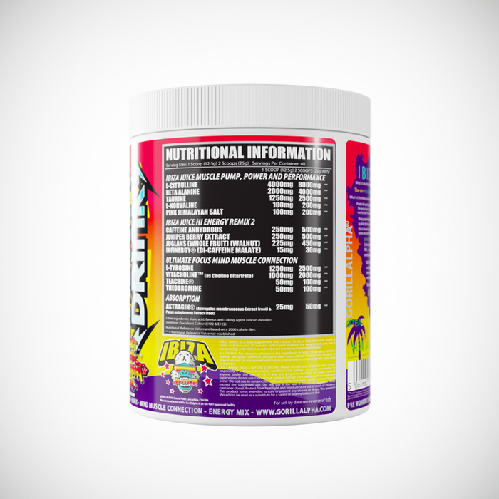 Gorillalpha Ibiza Juice Remix 2 Pre Workout 500g - Pre Workout at MySupplementShop by Gorillalpha