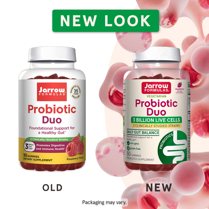 Jarrow Formulas Probiotic Duo, Raspberry - 60 gummies - Health and Wellbeing at MySupplementShop by Jarrow Formulas
