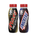 Two bottles of Mars and Snickers Hi Protein Milk Drinks on a white background
