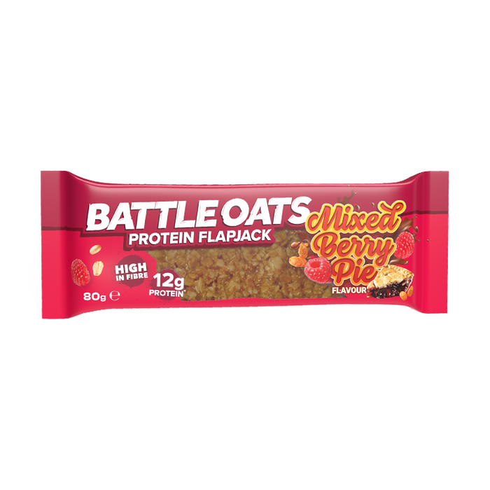 Battle Snacks Oats Protein Flapjack 12x80g Mixed Berry Pie | High-Quality Health Foods | MySupplementShop.co.uk