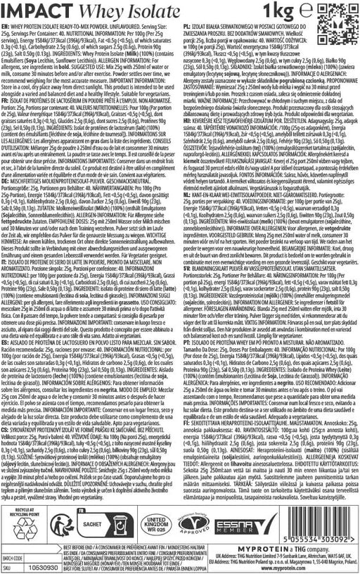 MyProtein Impact Whey Isolate 1kg - Supplements at MySupplementShop by MyProtein