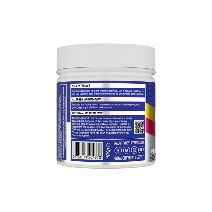 NaughtyBoy® PUMP Stim Free Pre Workout - 25 Servings