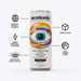 Neutonic productivity drink can with colorful eye design on a white background