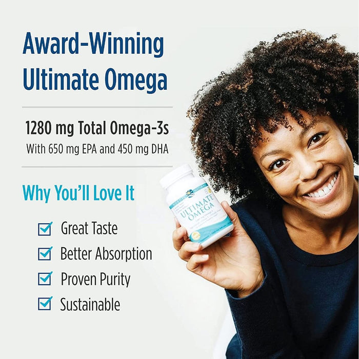 Nordic Naturals Ultimate Omega-3 1280mg 120 Softgels - Health and Wellbeing at MySupplementShop by Nordic Naturals