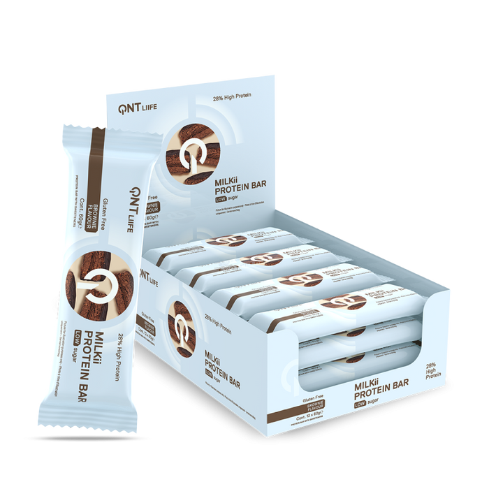 QNT Milkii Protein Bar 12 x 60g - Chocolate Caramel Brownie - Protein Bars at MySupplementShop by QNT