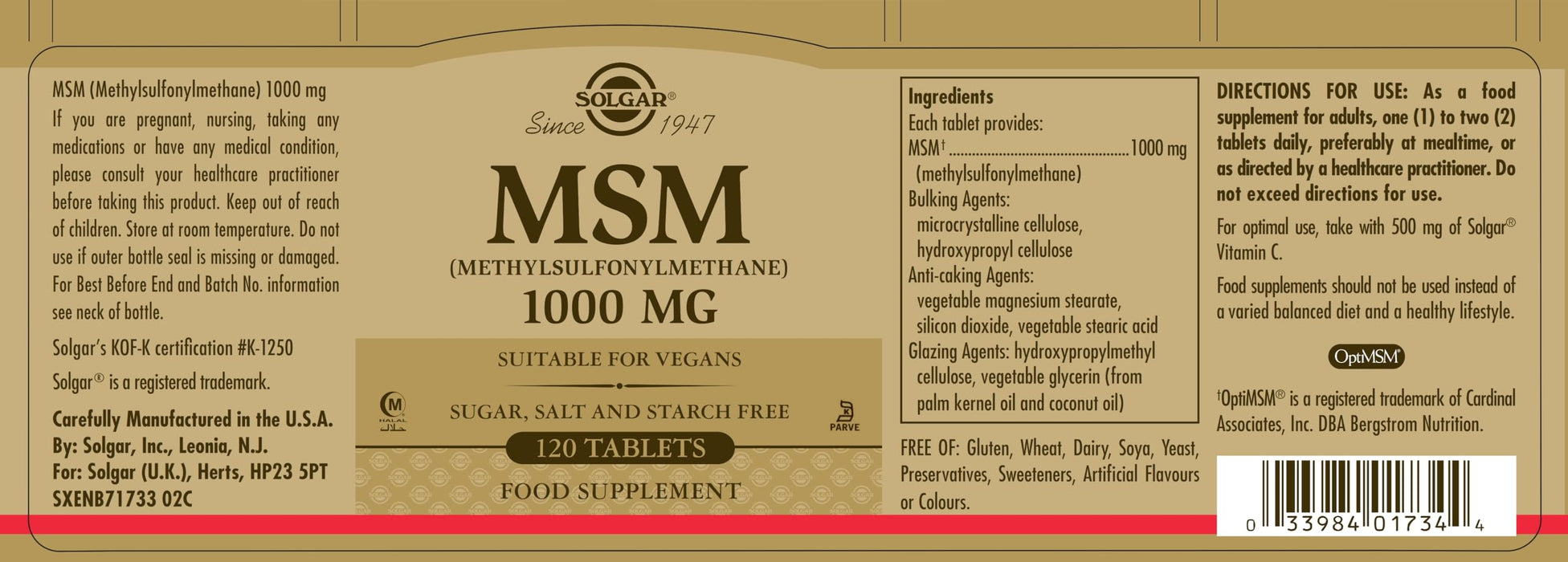 Solgar MSM 1000mg 20x120 TAB