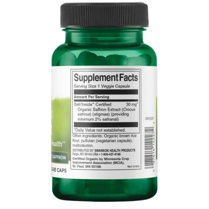 Swanson Saffron Extract 60 Vcaps – Mood & Stress Support with 2% Safranal