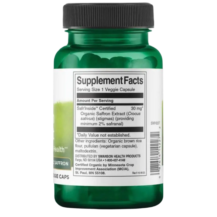 Swanson Saffron Extract 60 Vcaps – Mood & Stress Support with 2% Safranal