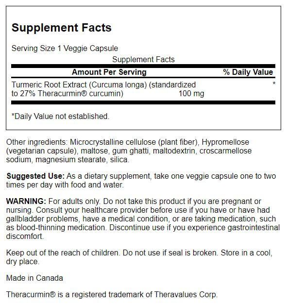 Swanson Theracurmin 100 mg 30 Veg Capsules - Joint Support at MySupplementShop by Swanson
