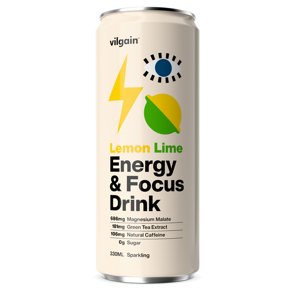 Vilgain Energy & Focus Drink with lemon lime flavor and magnesium malate