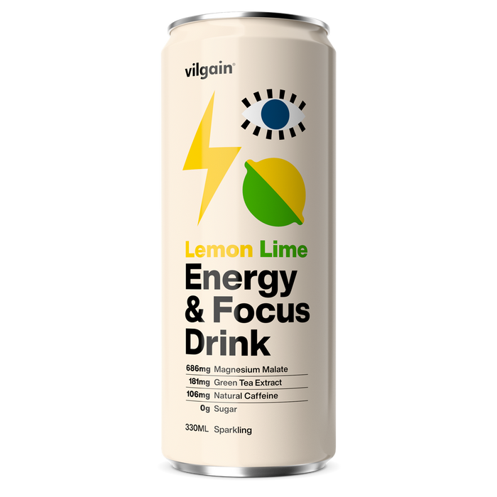 Vilgain Energy & Focus Drink with lemon lime flavor and magnesium malate